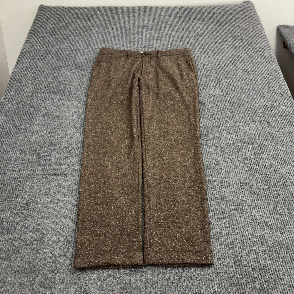 J Crew The Sutton Pants Mens 33x32 Brown Wool Blend Tweed Slim Fit Classic